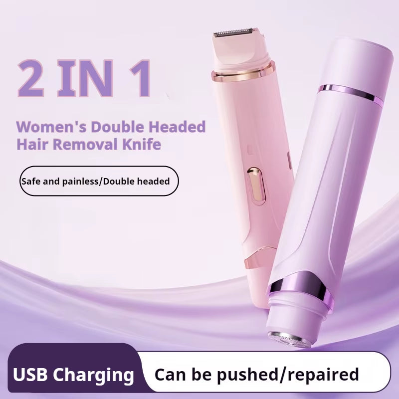 2In1 Electric Razor for Women Painless Hair Removal Rechargeable Body Trimmer Underarm Mustache Epilator Shaver