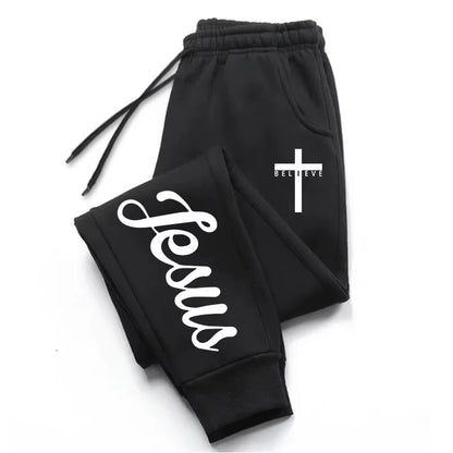Jesus Cross Men'S Sweatpants Solid Color Drawstring Long Pants Male All Season Daily Casual Sports Fitness Versatile Trousers