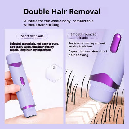 2In1 Electric Razor for Women Painless Hair Removal Rechargeable Body Trimmer Underarm Mustache Epilator Shaver